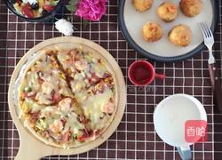 鲜虾培根披萨的做法图解12