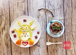 Illustration of how to make children's cartoon Totoro Egg Pancake Yogurt Breakfast Set 4