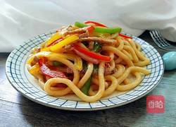 彩椒肉丝炒乌冬的做法图解13