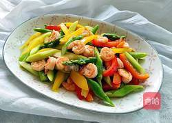 彩椒芦笋炒虾仁的做法图解14