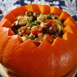 南瓜蒸香菇鸡肉