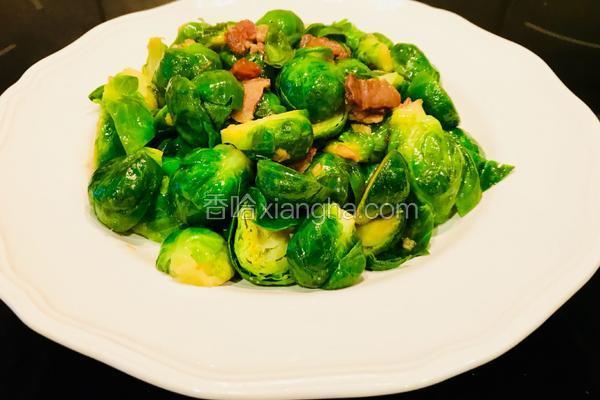 蒜蓉腊肉香炒抱子甘蓝(Brussels Sprouts）