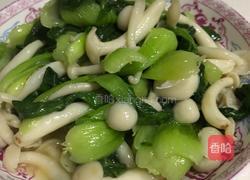 青菜炒蘑菇的做法图解1