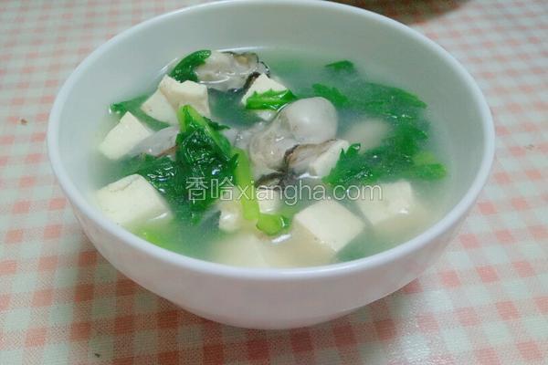 海蛎子豆腐茼蒿汤