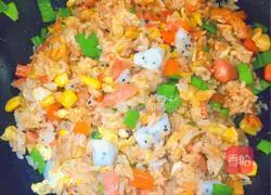 Illustration of how to make dragon fruit fried rice 11