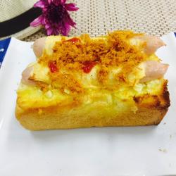 蒜香芝士火腿肉松烤面包的做法[图]