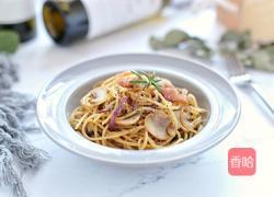 黑椒蘑菇培根炒意面的做法图解13