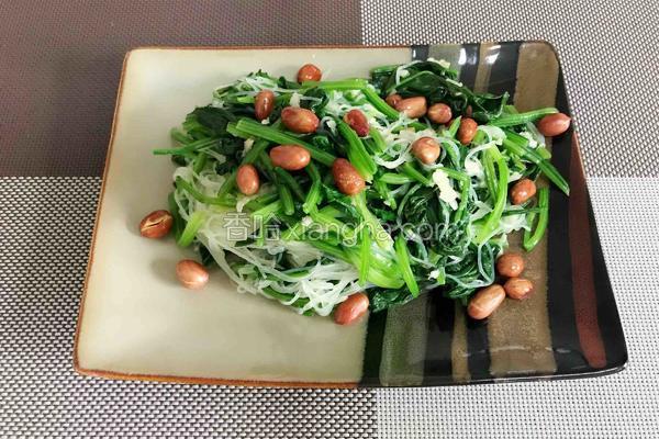 芥末拌菠菜粉丝花生