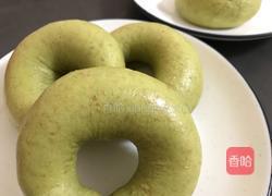 无油酸奶全麦抹茶黑芝麻贝果的做法图解12