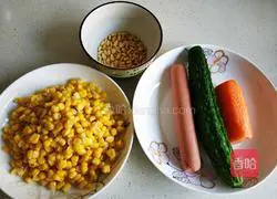 Illustration of how to make pine nuts and corn 1