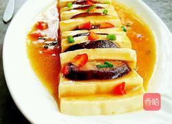 煎香菇片蒸豆腐的做法图解10