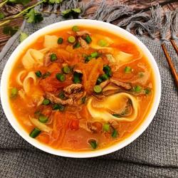 西红柿蒜苔肉丝面的做法[图]