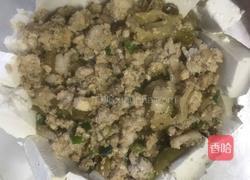 肉末榨菜蒸豆腐卧蛋的做法图解6