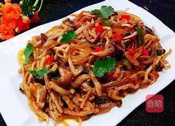 海鲜菇肉丝炒粉的做法图解12