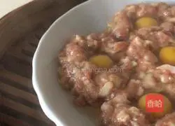 (Steamed vegetables) Illustration of steaming quail eggs with minced meat 12