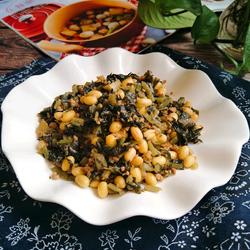 雪里红黄豆炒肉末#春季时令菜菜谱#的做法[图]