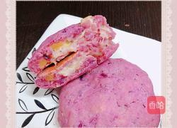 爆浆黄桃芝士紫薯包的做法图解12