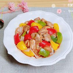 彩椒鸡丁炒酿皮（10分钟快手菜）的做法[图]