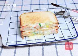 爆浆芝士蟹肉三明治(5分钟快手餐)的做法图解13