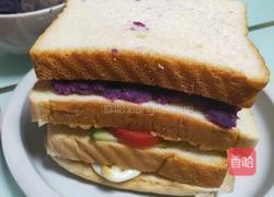 紫薯黄瓜番茄煎蛋三明治的做法图解4