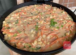 玉米胡萝卜虾米鸡蛋火腿烙饼的做法图解3