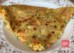 玉米胡萝卜虾米鸡蛋火腿烙饼的做法图解8
