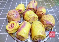 Pumpkin and Purple Sweet Potato Rolls Recipe Illustration 5