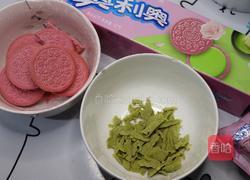 樱花抹茶雪花酥的做法图解1