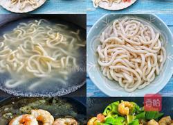 黑椒虾仁火腿乌冬面的做法图解1