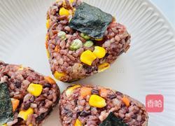 【减脂推荐】低卡饱腹三色糙米肉松饭团的做法图解5