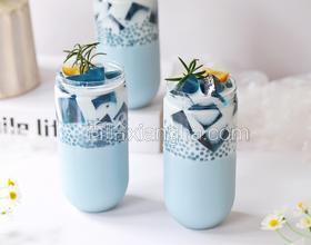 蝶豆花奶冻西米露