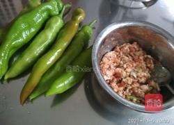 辣椒酿肉的做法图解1