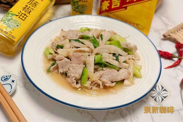 手撕杏鲍菇炒肉片