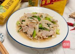 手撕杏鲍菇炒肉片的做法图解11