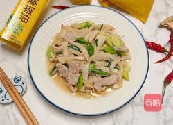 手撕杏鲍菇炒肉片的做法图解12