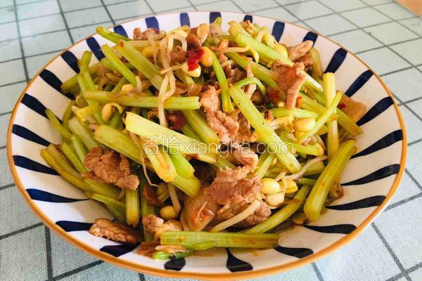 香芹黄豆芽炒肉片