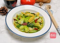 玉米笋炒上海青的做法图解12