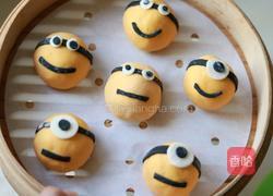 一次发酵的小黄人卡通豆沙包的做法图解10