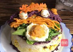 Illustration of how to make a birthday cake with abundant grains 12