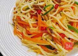 茭白胡萝卜丝炒肉丝的做法图解6