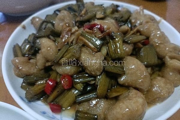 酸芋苗炒猪大肠