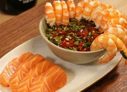 白灼大虾 三文鱼