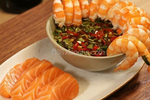 白灼大虾 三文鱼