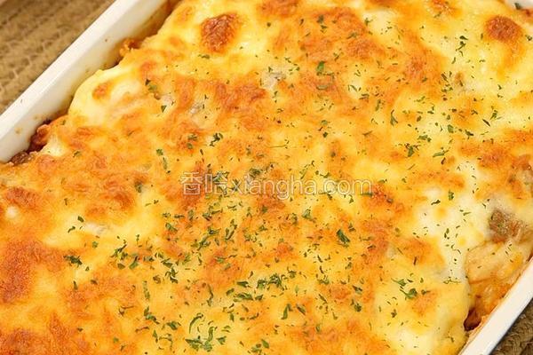 芝士番茄鸡肉焗意面