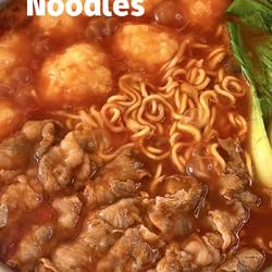 辣汤肥牛虾滑烩面的做法[图]