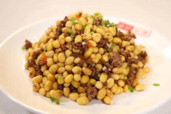 肉沫炒黄豆